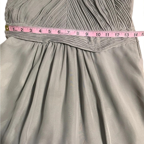 Tevolio Grey Chiffon A-Line Halter Knee-Length Dress with Pockets Sleeveless (4) - Picture 5 of 6